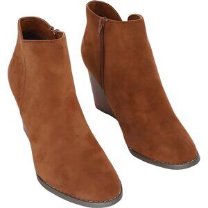 LAICIGO Women’s Side Slit Faux Suede Wedge Bootie Zipper Boots Size 8.5